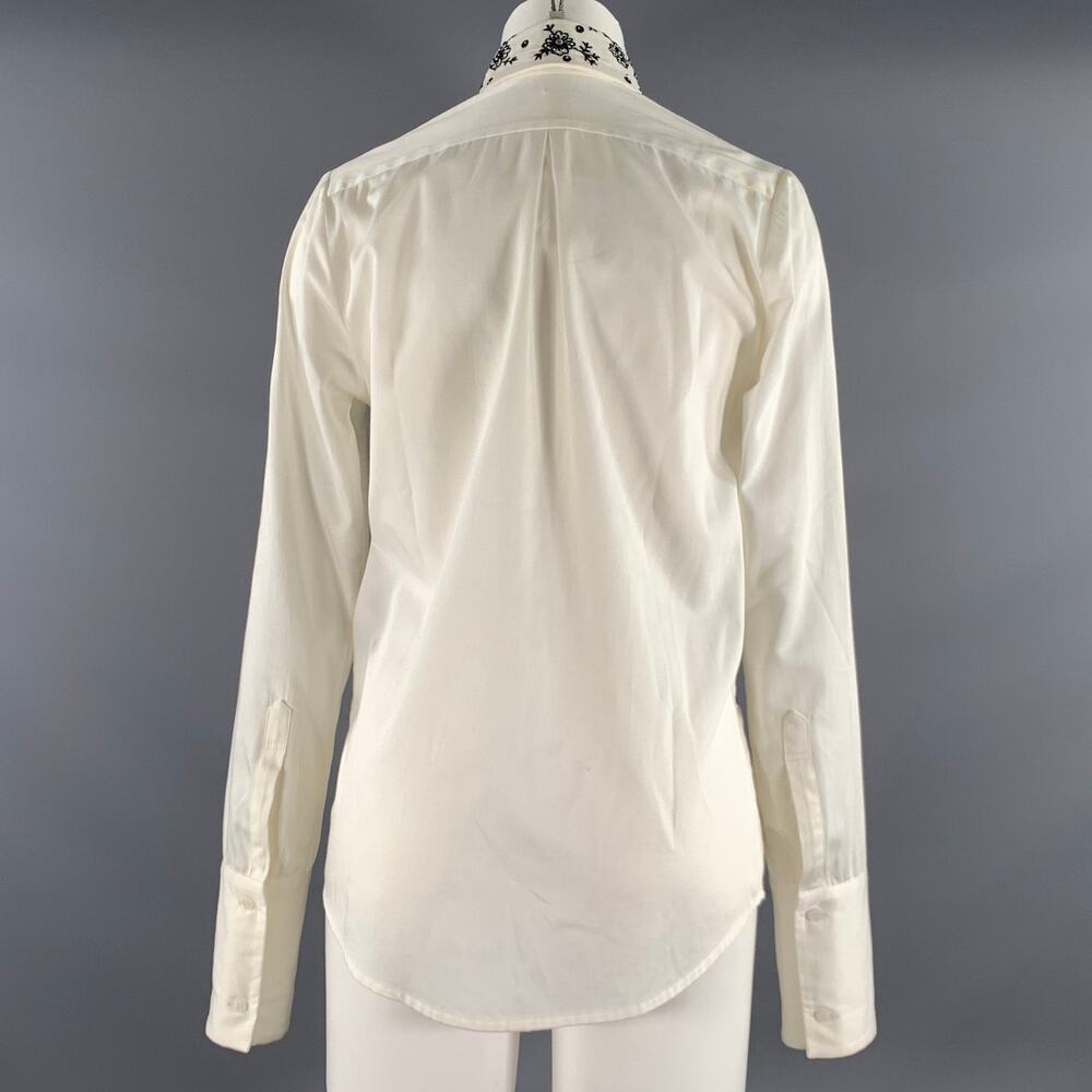 BACCA DA SILVA Size S White Black Embroidered Shirt - Picture 4 of 7